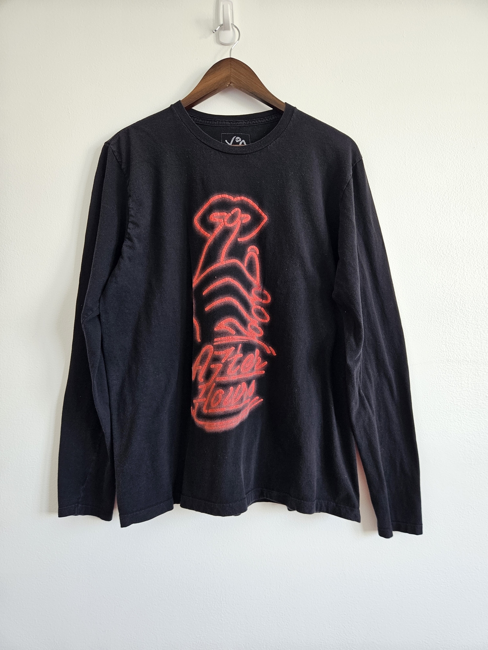 XO The Weekend After Hours  Large Long Sleeve T Shirt Tee Black Red Shhh